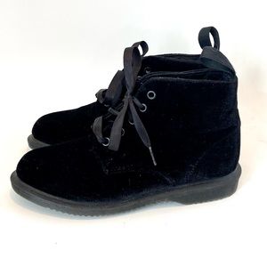 Dr Martens Docs Black Velvet Boots RARE